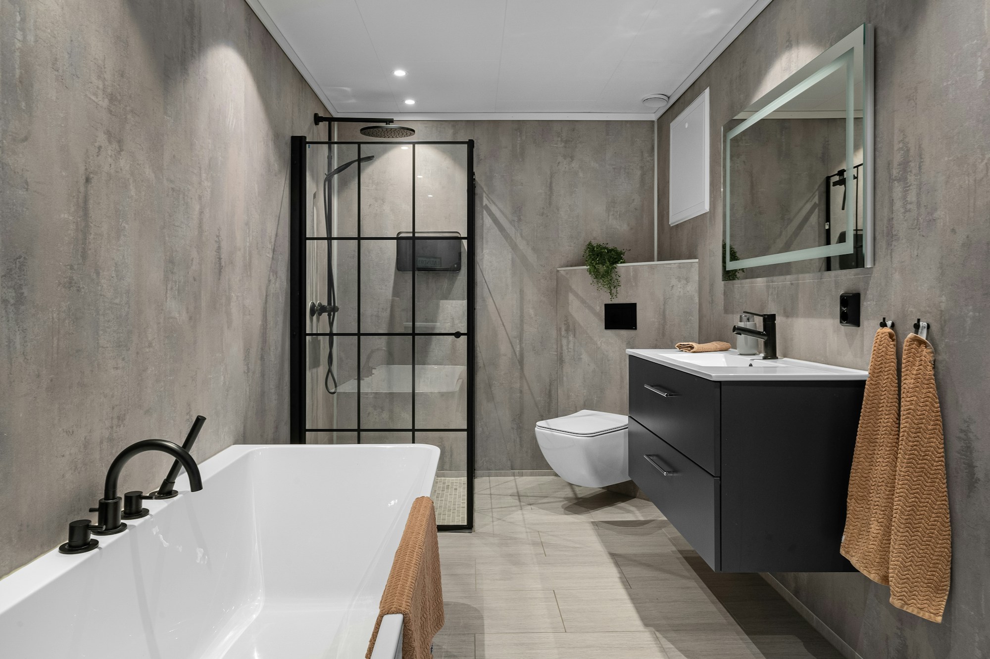 Interior de baño contemporáneo, fotografía referencial de acabados